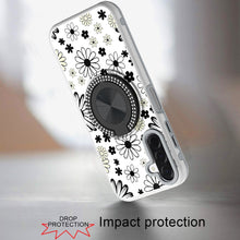 For Samsung A17 5G Case Printed Magnetic Bling Ring Stand Cover + Tempered Glass