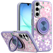 For Samsung A17 5G Case Printed Magnetic Bling Ring Stand Cover + Tempered Glass