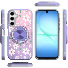 For Samsung A17 5G Case Printed Magnetic Bling Ring Stand Cover + Tempered Glass