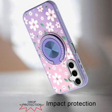 For Samsung A17 5G Case Printed Magnetic Bling Ring Stand Cover + Tempered Glass