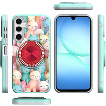 For Samsung A17 5G Case Printed Magnetic Bling Ring Stand Cover + Tempered Glass
