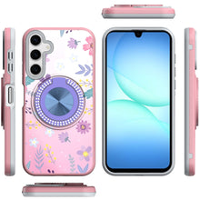 For Samsung A17 5G Case Printed Magnetic Bling Ring Stand Cover + Tempered Glass