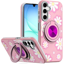 For Samsung A17 5G Case Printed Magnetic Bling Ring Stand Cover + Tempered Glass