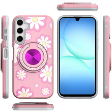 For Samsung A17 5G Case Printed Magnetic Bling Ring Stand Cover + Tempered Glass