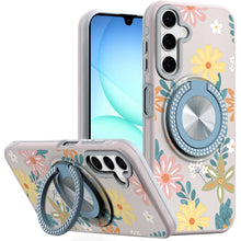 For Samsung A17 5G Case Printed Magnetic Bling Ring Stand Cover + Tempered Glass