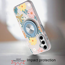 For Samsung A17 5G Case Printed Magnetic Bling Ring Stand Cover + Tempered Glass