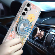 For Samsung A17 5G Case Printed Magnetic Bling Ring Stand Cover + Tempered Glass