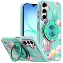 For Samsung A17 5G Case Printed Magnetic Bling Ring Stand Cover + Tempered Glass
