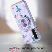 For Samsung A17 5G Case Printed Magnetic Bling Ring Stand Cover + Tempered Glass