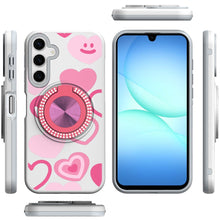 For Samsung A17 5G Case Printed Magnetic Bling Ring Stand Cover + Tempered Glass