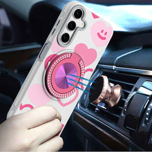 For Samsung A17 5G Case Printed Magnetic Bling Ring Stand Cover + Tempered Glass