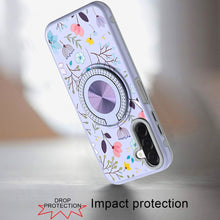 For Samsung A17 5G Case Printed Magnetic Bling Ring Stand Cover + Tempered Glass