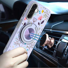 For Samsung A17 5G Case Printed Magnetic Bling Ring Stand Cover + Tempered Glass