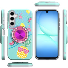 For Samsung A17 5G Case Printed Magnetic Bling Ring Stand Cover + Tempered Glass