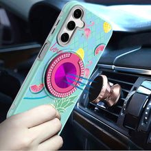 For Samsung A17 5G Case Printed Design w/ 360 Bling Stand Cover + Tempered Glass