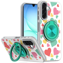 For Samsung A17 5G Case Printed Magnetic Bling Ring Stand Cover + Tempered Glass