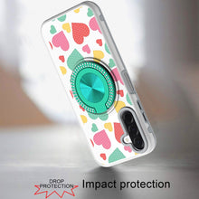 For Samsung A17 5G Case Printed Magnetic Bling Ring Stand Cover + Tempered Glass