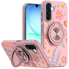 For Samsung A17 5G Case Printed Magnetic Bling Ring Stand Cover + Tempered Glass