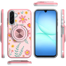 For Samsung A17 5G Case Printed Magnetic Bling Ring Stand Cover + Tempered Glass