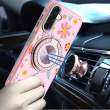 For Samsung A17 5G Case Printed Magnetic Bling Ring Stand Cover + Tempered Glass