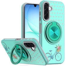 For Samsung A17 5G Case Printed Magnetic Bling Ring Stand Cover + Tempered Glass