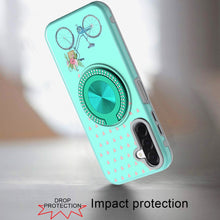 For Samsung A17 5G Case Printed Magnetic Bling Ring Stand Cover + Tempered Glass