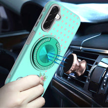 For Samsung A17 5G Case Printed Magnetic Bling Ring Stand Cover + Tempered Glass