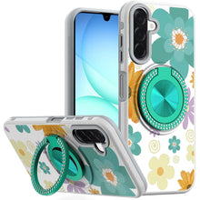 For Samsung A17 5G Case Printed Magnetic Bling Ring Stand Cover + Tempered Glass