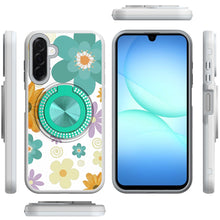 For Samsung A17 5G Case Printed Magnetic Bling Ring Stand Cover + Tempered Glass