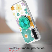 For Samsung A17 5G Case Printed Magnetic Bling Ring Stand Cover + Tempered Glass