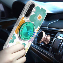 For Samsung A17 5G Case Printed Magnetic Bling Ring Stand Cover + Tempered Glass