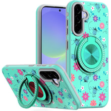 For Samsung A36 Case Printed Design Magnetic Bling Ring Stand + Tempered Glass