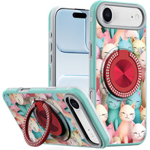 For iPhone Air Case Printed Design with Bling 360 Ring Stand + Tempered Glass