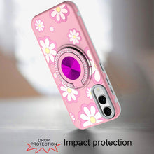 For Samsung S25 Edge Case Printed Magnetic Bling Ring Stand + Tempered Glass