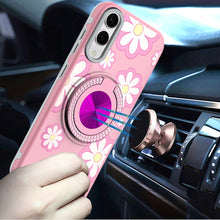 For Samsung S25 Edge Case Printed Magnetic Bling Ring Stand + Tempered Glass