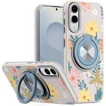 For Samsung S25 Edge Case Printed Magnetic Bling Ring Stand + Tempered Glass