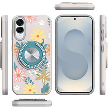 For Samsung S25 Edge Case Printed Magnetic Bling Ring Stand + Tempered Glass