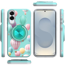 For Samsung S25 Edge Case Printed Magnetic Bling Ring Stand + Tempered Glass