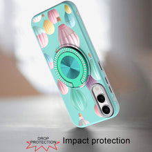 For Samsung S25 Edge Case Printed Magnetic Bling Ring Stand + Tempered Glass