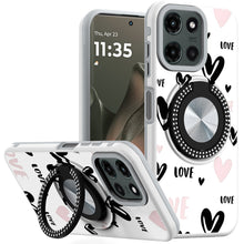 For Motorola Edge 2025 Case Printed Design with Bling 360 Rotating Ring Stand