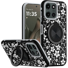 For Motorola Edge 2025 Case Printed Design with Bling 360 Rotating Ring Stand