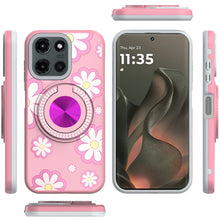 For Motorola Edge 2025 Case Printed Design with Bling 360 Rotating Ring Stand