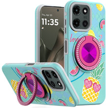 For Motorola Edge 2025 Case Printed Design with Bling 360 Rotating Ring Stand