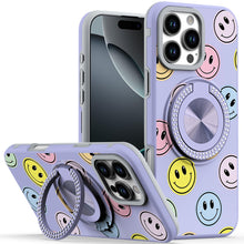 For iPhone 16 PRO MAX Case Printed Magnetic Bling Ring Stand + Tempered Glass