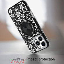 For iPhone 16 PRO MAX Case Printed Design with Bling 360 Stand + Tempered Glass