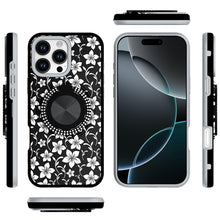 For iPhone 16 PRO MAX Case Printed Design with Bling 360 Stand + Tempered Glass