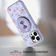 For iPhone 16 PRO MAX Case Printed Magnetic Bling Ring Stand + Tempered Glass
