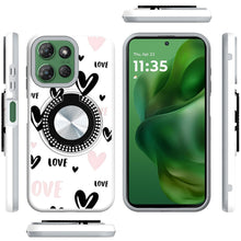 For Moto G Power 2025 Case Printed Magnetic Bling Ring Stand + Tempered Glass