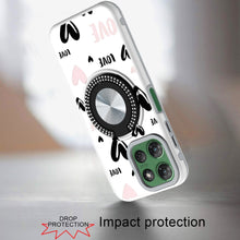 For Moto G Power 2025 Case Printed Magnetic Bling Ring Stand + Tempered Glass