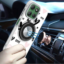 For Moto G Power 2025 Case Printed Design with Bling 360 Stand + Tempered Glass